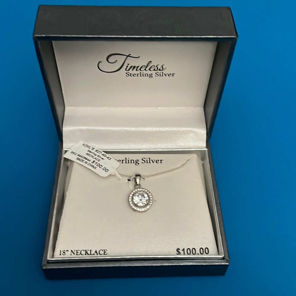 “Timeless”sterling silver 18”necklace.Brand new.Color silver.